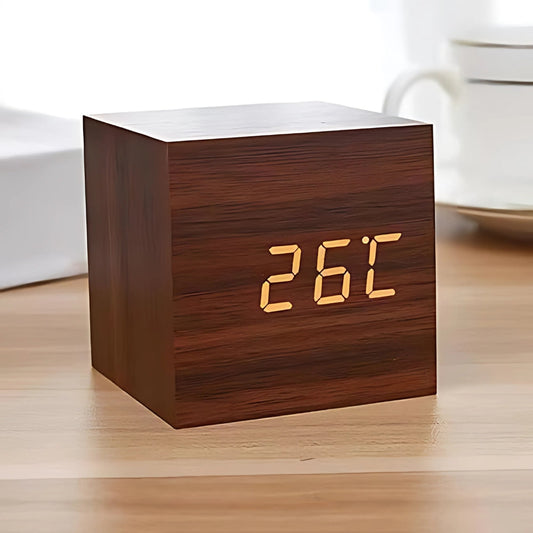 Sleek Cube Digital Alarm Clock with Temperature Display & Snooze Function 0