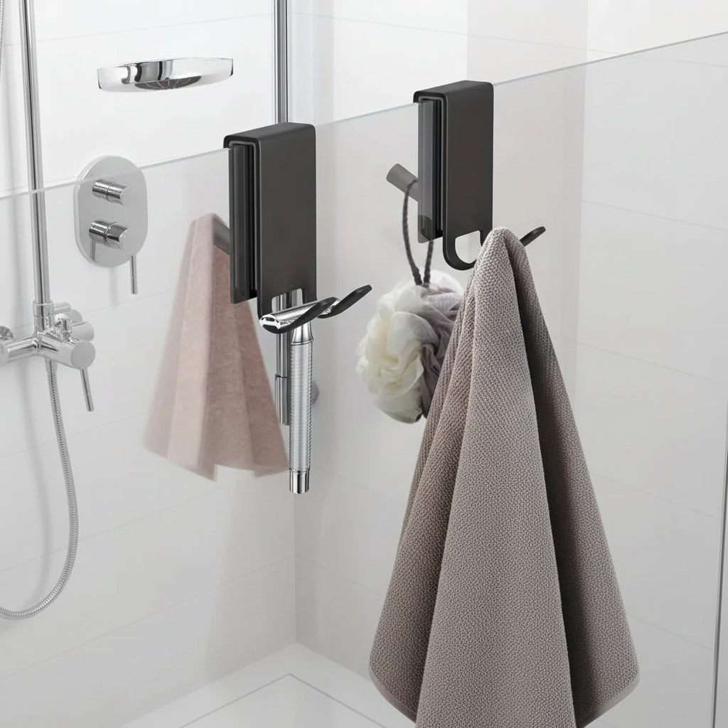 Sleek Stainless Shower Hooks for Frameless Glass Doors - Space-Saving Design 3