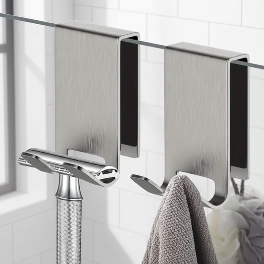 Sleek Stainless Shower Hooks for Frameless Glass Doors - Space-Saving Design 4