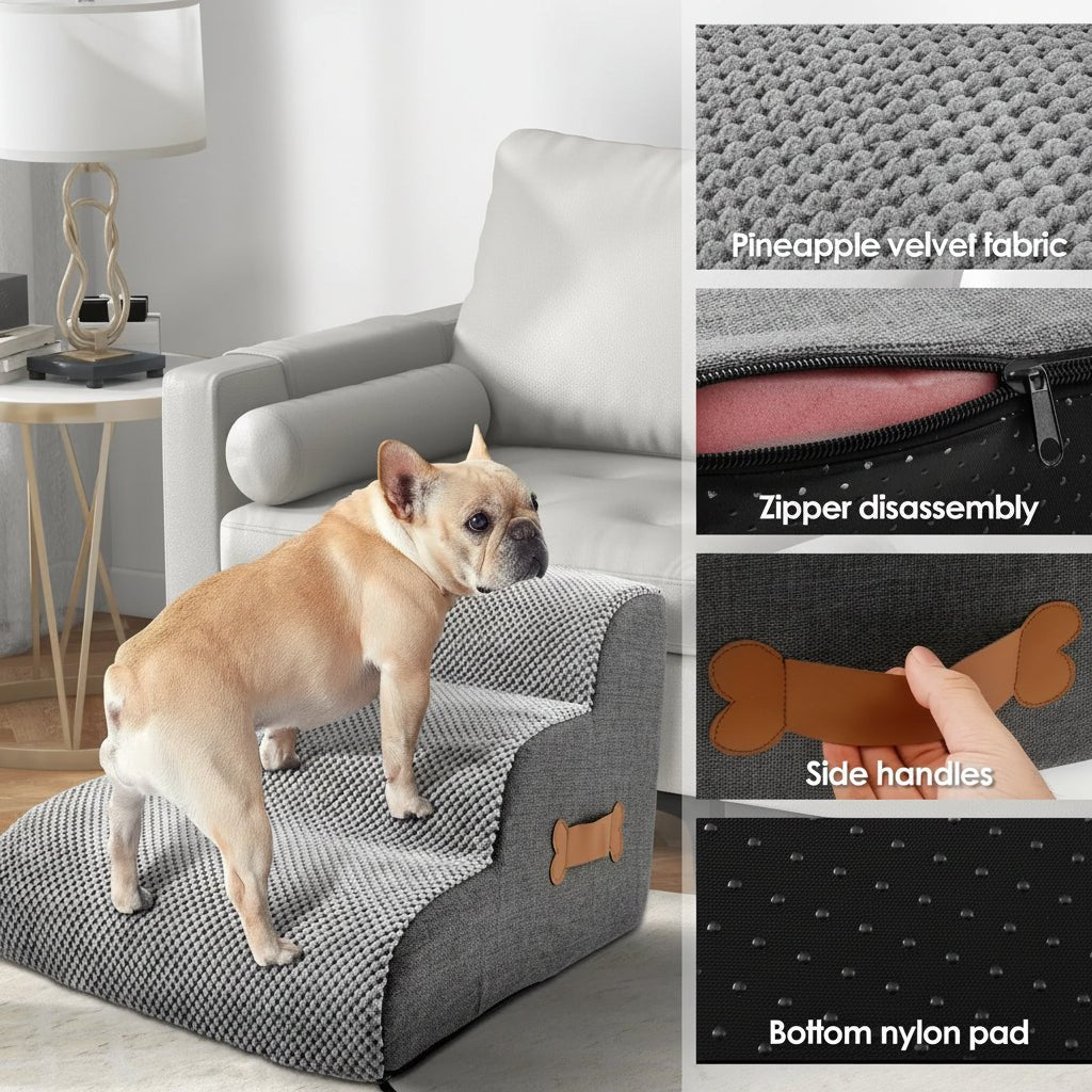 Soft Dog Stairs for Bed - Joint-Friendly Incline, Non-Slip Foam Steps 5
