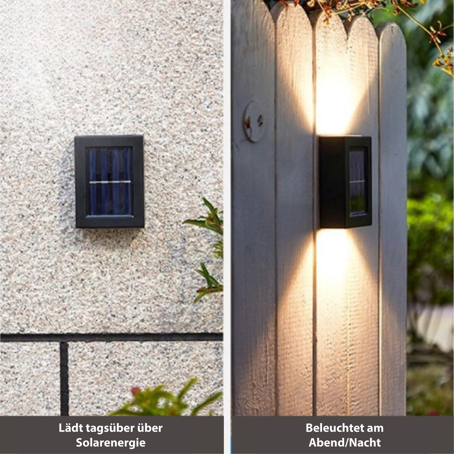 SolarGlow - Solar LED Wall Lights, Waterproof Outdoor Lighting with Automatic On/Off 2