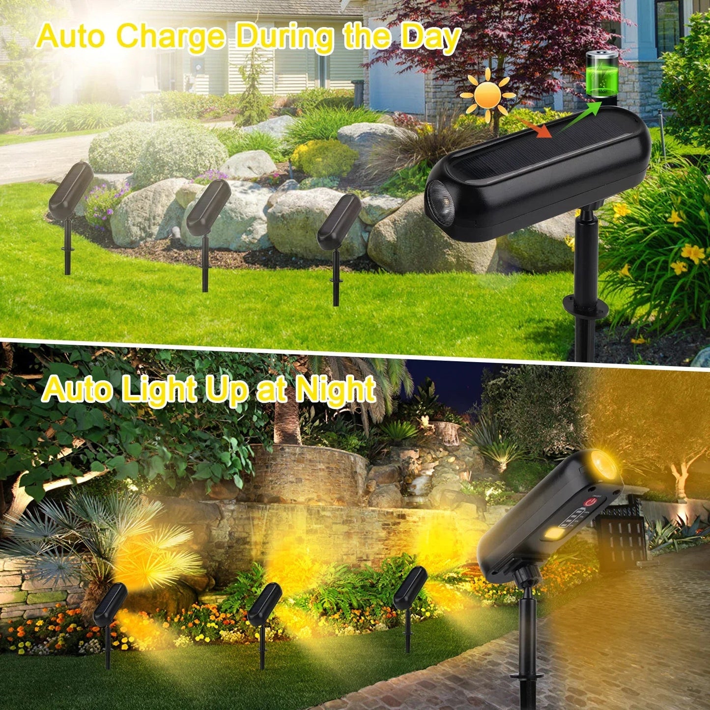 SolarGlow - Solar Spot Lights Outdoor, Color Changing & Warm White LED Landscape Spotlight 3