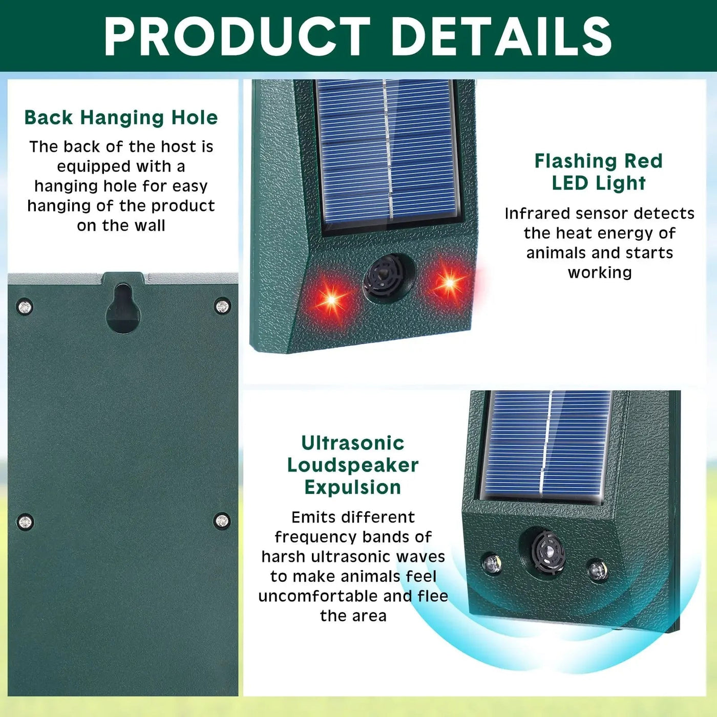 SolarGuardix - Ultrasonic Bird Repeller with Motion Detection and Solar Power 2