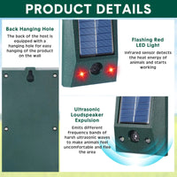 SolarGuardix - Ultrasonic Bird Repeller with Motion Detection and Solar Power 2
