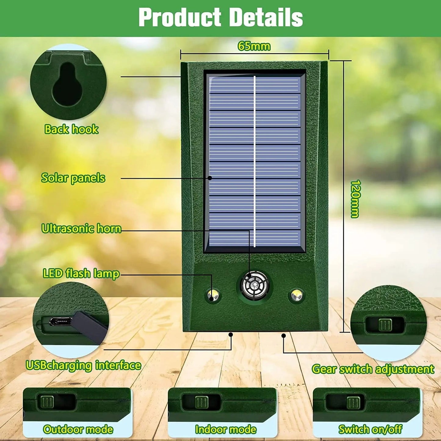 SolarGuardix - Ultrasonic Bird Repeller with Motion Detection and Solar Power 4