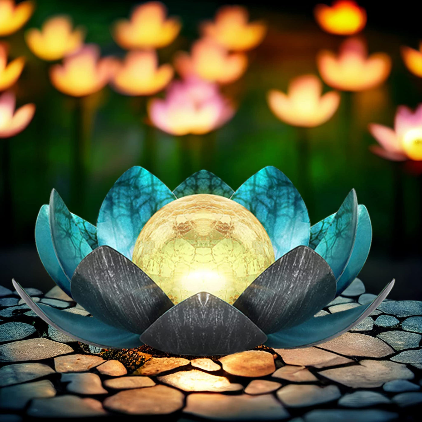 SolarLotus - Solar Powered Outdoor Lamp with Unique Lotus Design for Garden Lighting 9