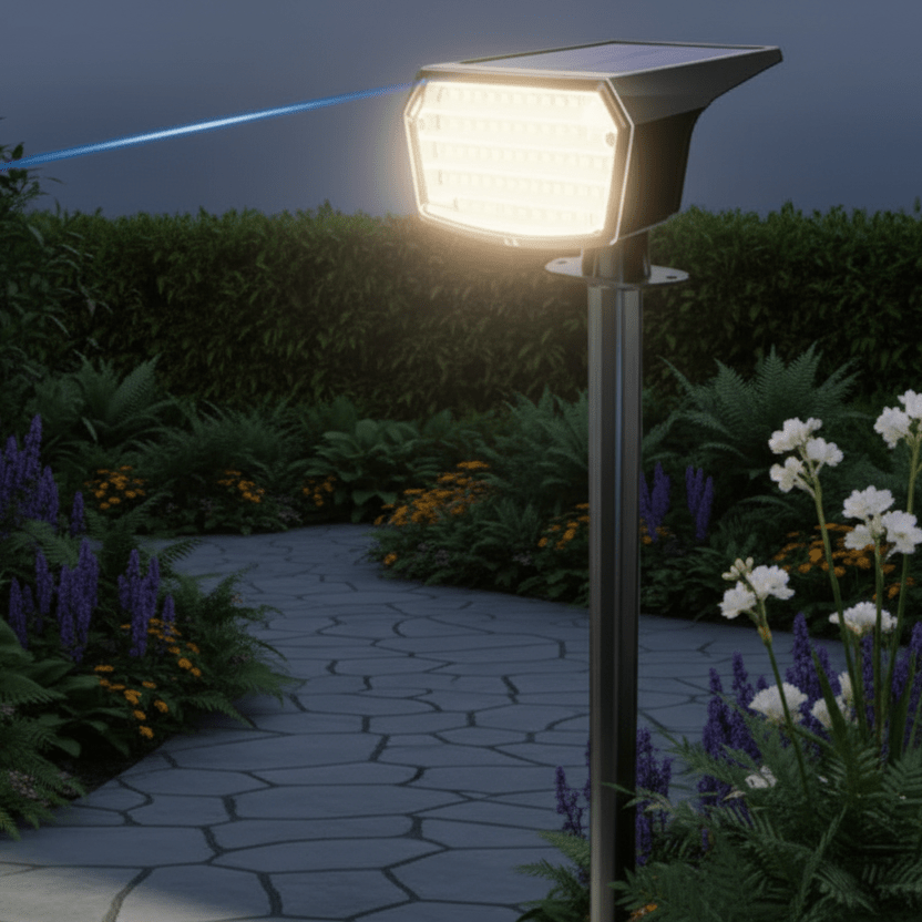 Solar Powered Flood Light - 59 LED Adjustable Brightness Outdoor Security Light, IP65 Waterproof 8