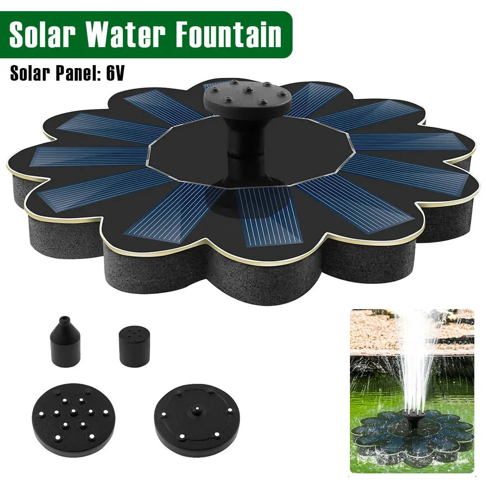 Solar Spring - Solar Water Fountain with 5 Nozzle Attachments for Garden & Bird Bath 1