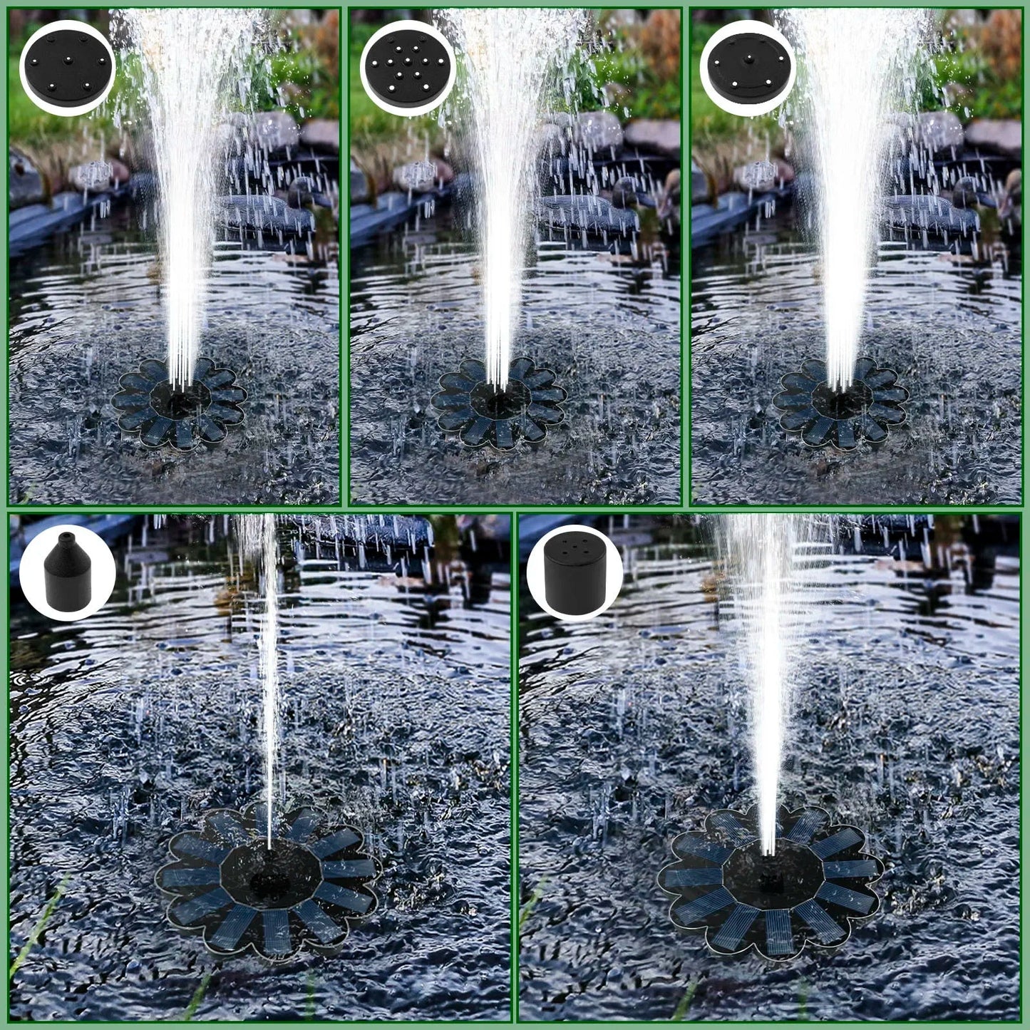 Solar Spring - Solar Water Fountain with 5 Nozzle Attachments for Garden & Bird Bath 4