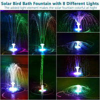 Solar Water Fountain Pump with 8 LED Lights & 5000mAh Battery for Ponds 3