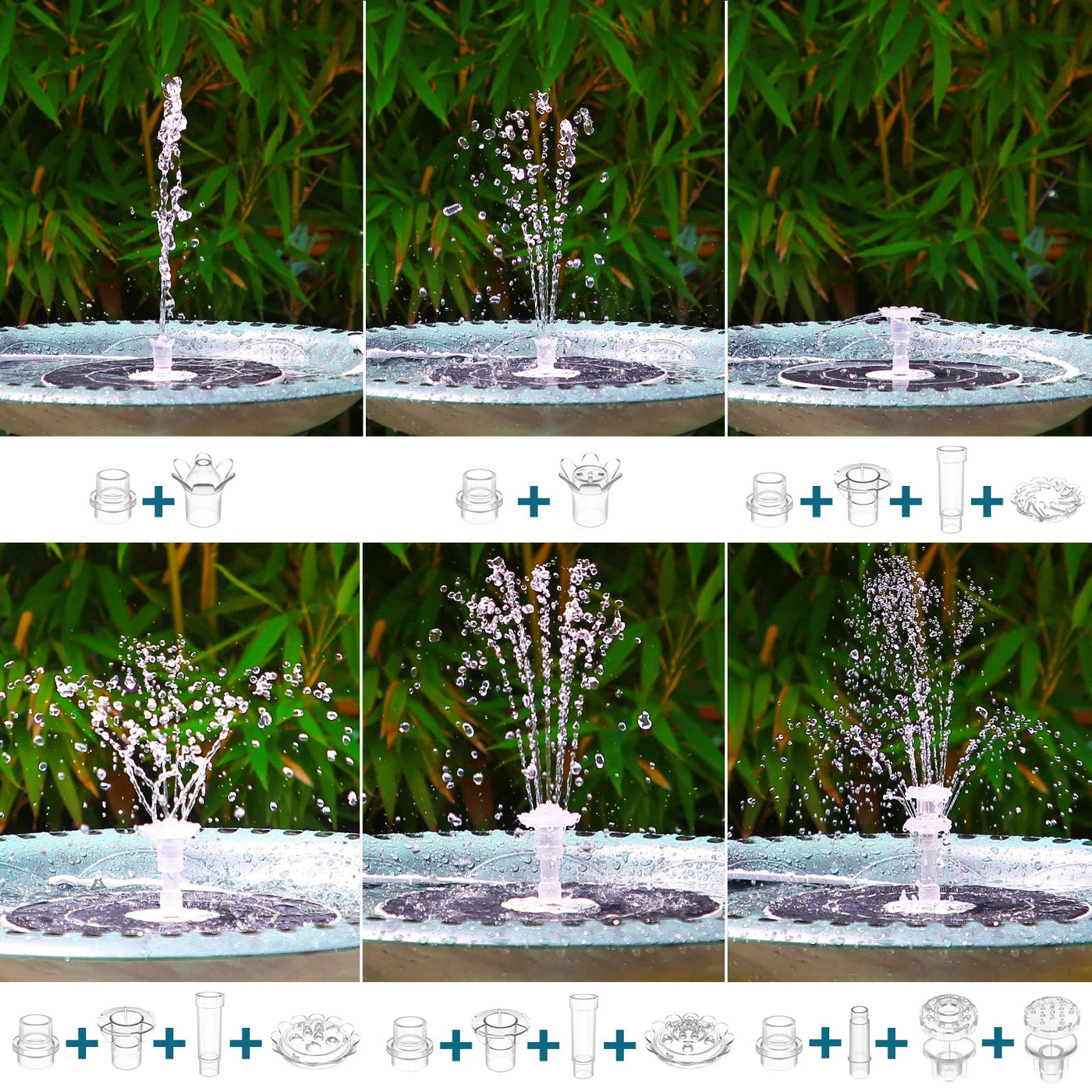Solar Water Fountain Pump with 8 LED Lights & 5000mAh Battery for Ponds 5