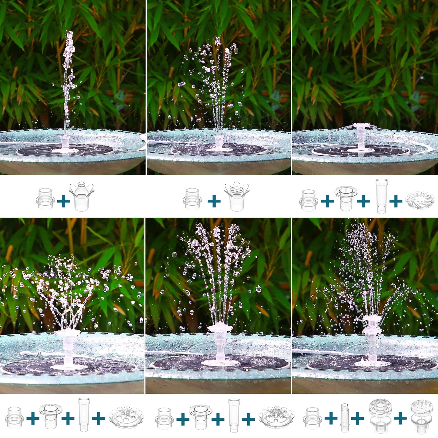 Solar Water Fountain Pump with 8 LED Lights & 5000mAh Battery for Ponds 5