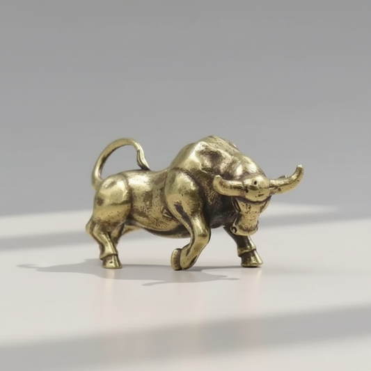 Solid Brass Bull Figurine - Symbol of Strength and Prosperity for Home Décor 0