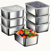 Stainless Steel 7-Piece Food Storage Containers Set - Leakproof & Stackable Meal Prep Solution 0