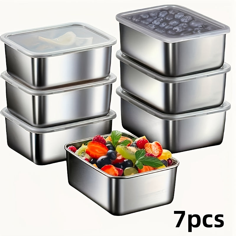Stainless Steel 7-Piece Food Storage Containers Set - Leakproof & Stackable Meal Prep Solution 2