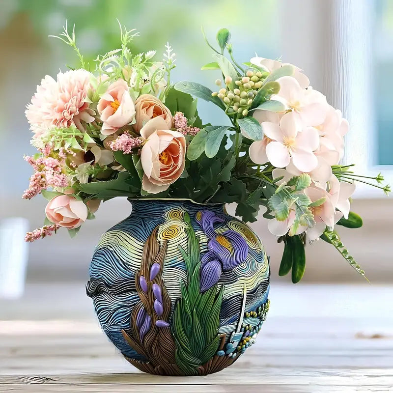 Starry Bloom - Handcrafted Flower Vase Inspired by Van Gogh for Elegant Décor 5