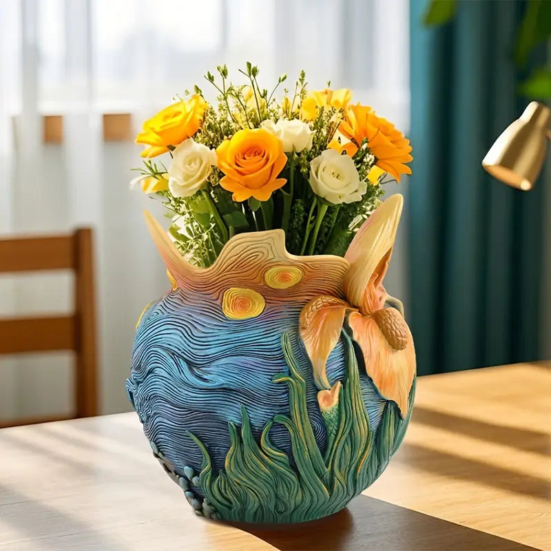 Starry Bloom - Handcrafted Flower Vase Inspired by Van Gogh for Elegant Décor 6