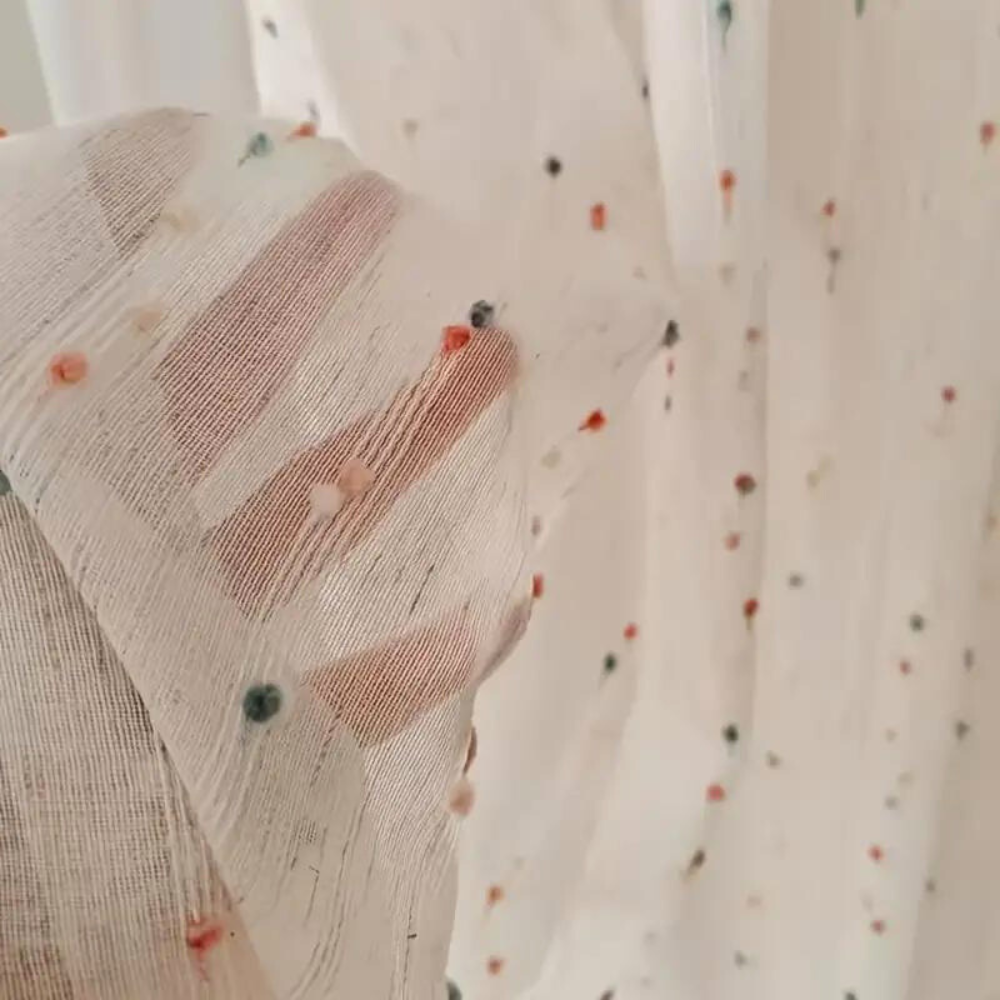Sugar Bean - Sheer Rainbow Tulle Curtain with Vibrant Embroidery 2