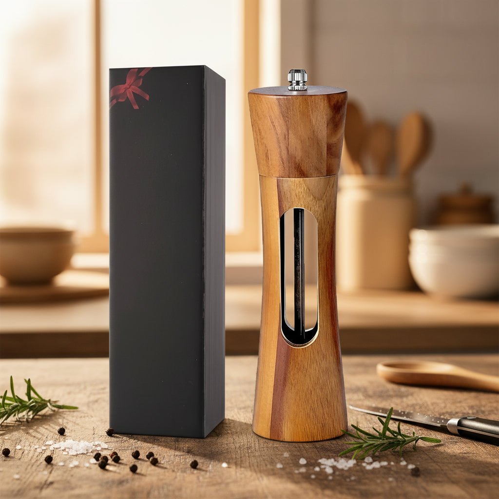 TABLEOAK - Elegant Wooden Salt and Pepper Mills with Adjustable Grinder 0