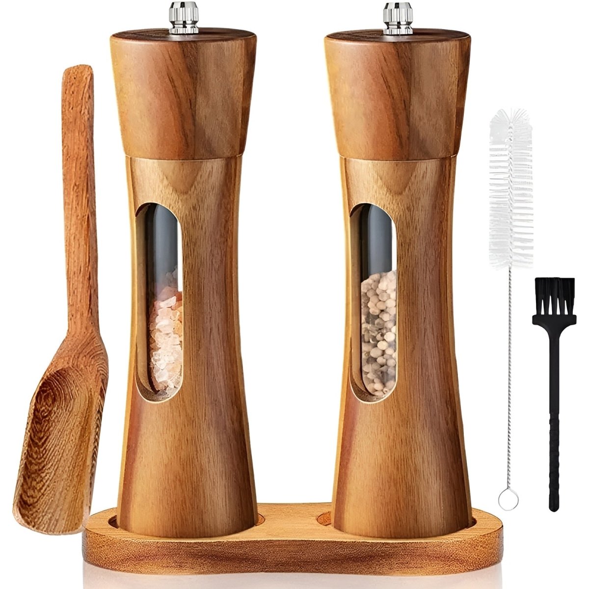 TABLEOAK - Elegant Wooden Salt and Pepper Mills with Adjustable Grinder 1