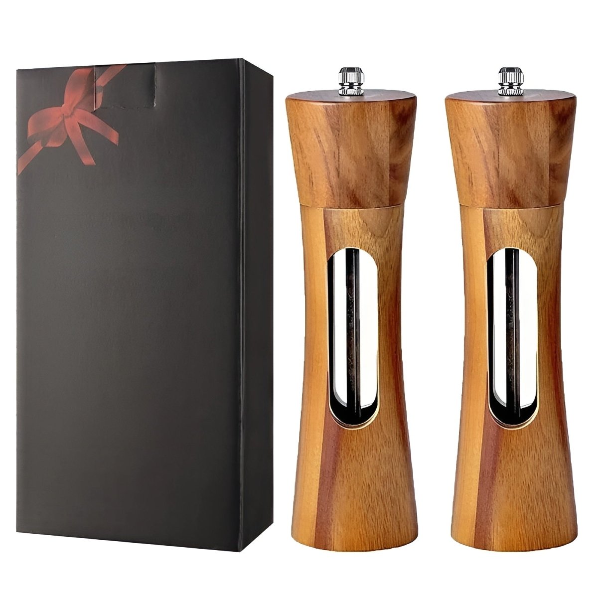 TABLEOAK - Elegant Wooden Salt and Pepper Mills with Adjustable Grinder 6