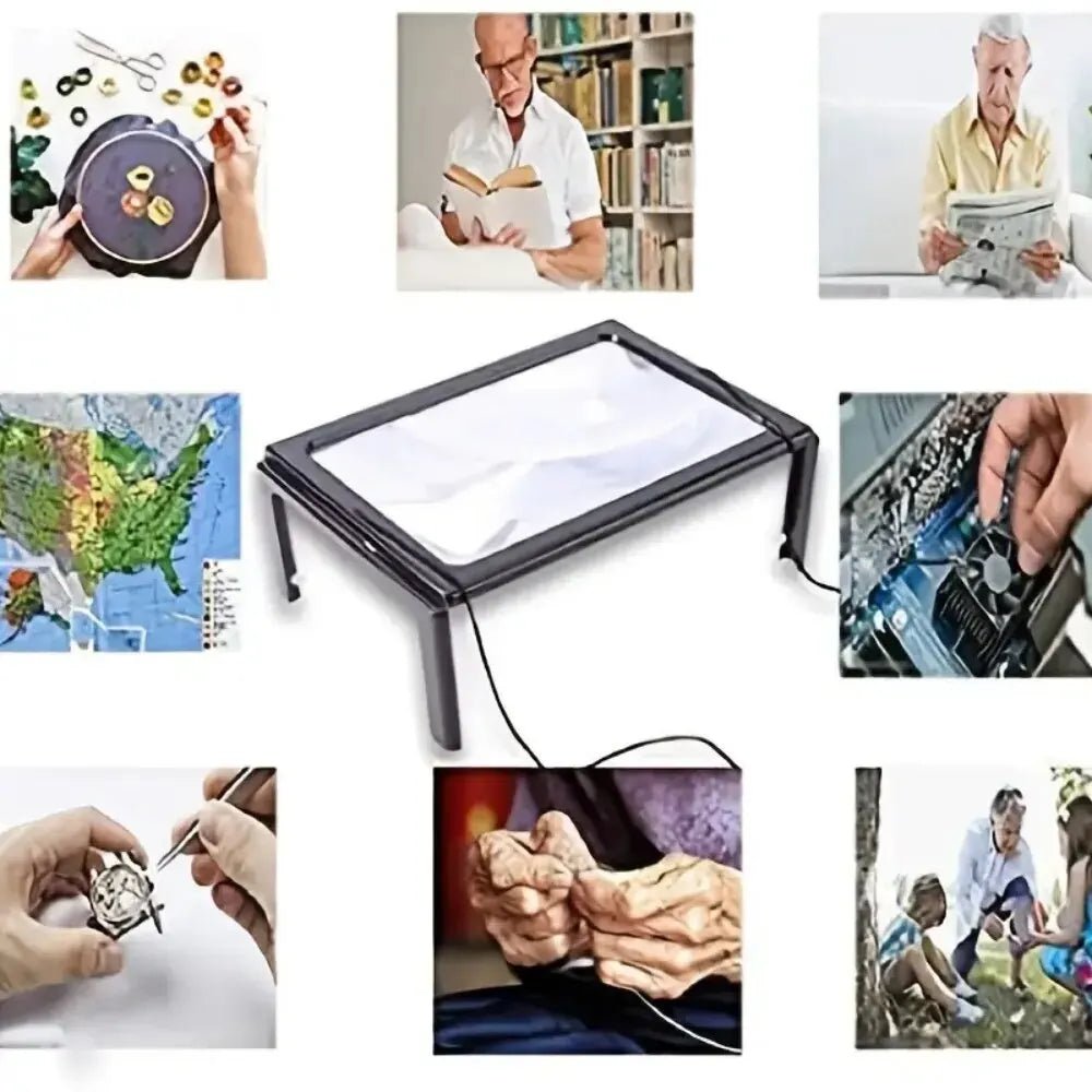 TEXTDESK – Foldable 3x Table Magnifier with LED Lighting for Hands-Free Reading 1