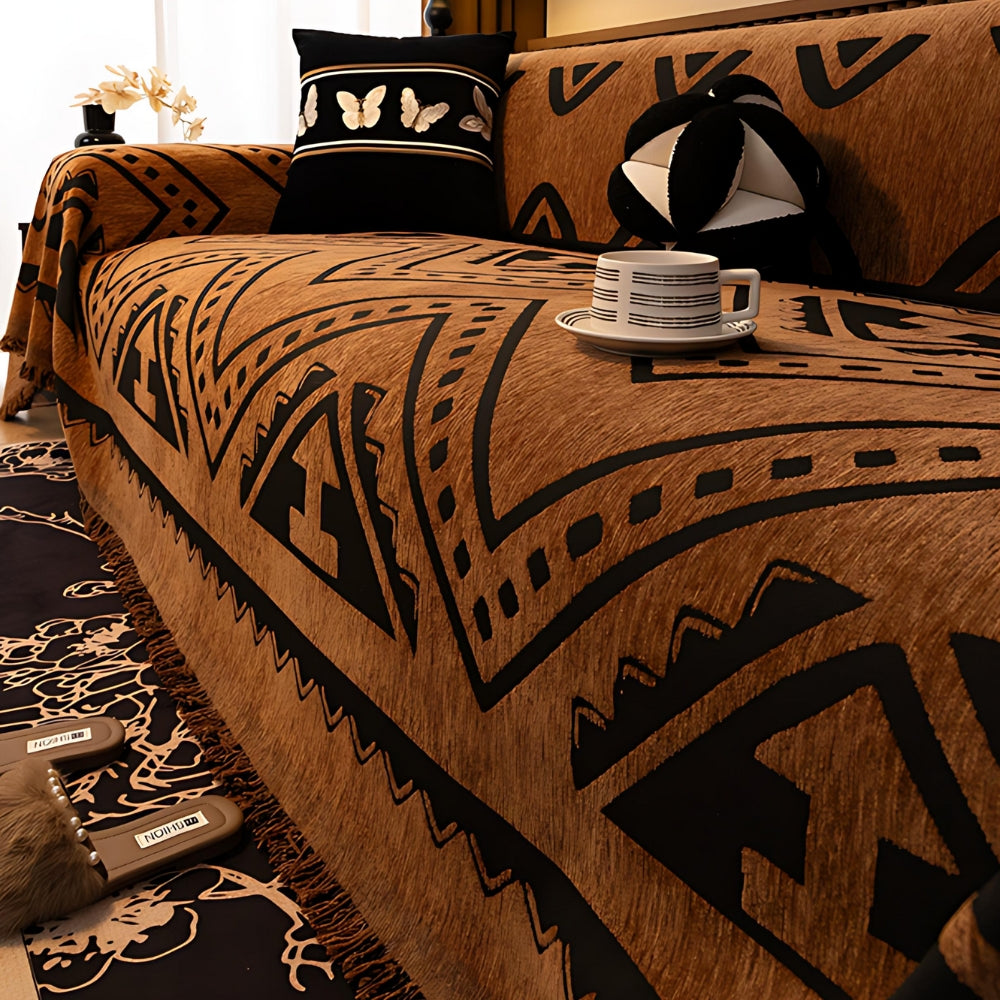 Tribal Geometric Chenille Sofa Cover - Durable Slipcover for Sofas & Couch 3
