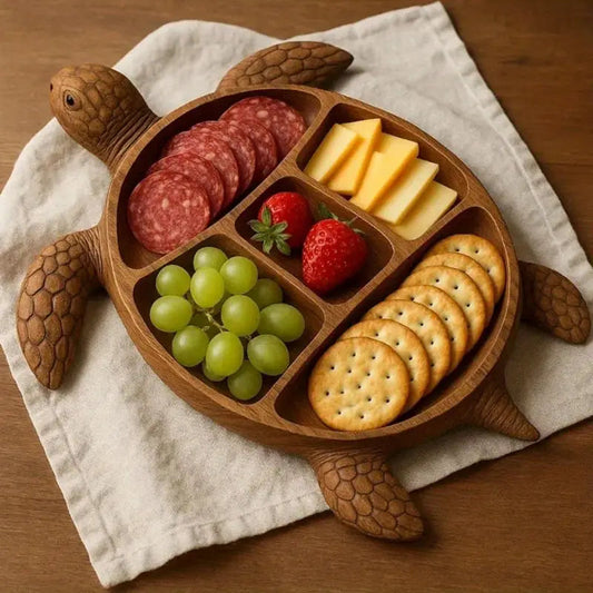 Turtlétier - Handcrafted Wooden Charcuterie Platter with 5 Compartments 0