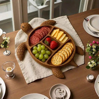 Turtlétier - Handcrafted Wooden Charcuterie Platter with 5 Compartments 1
