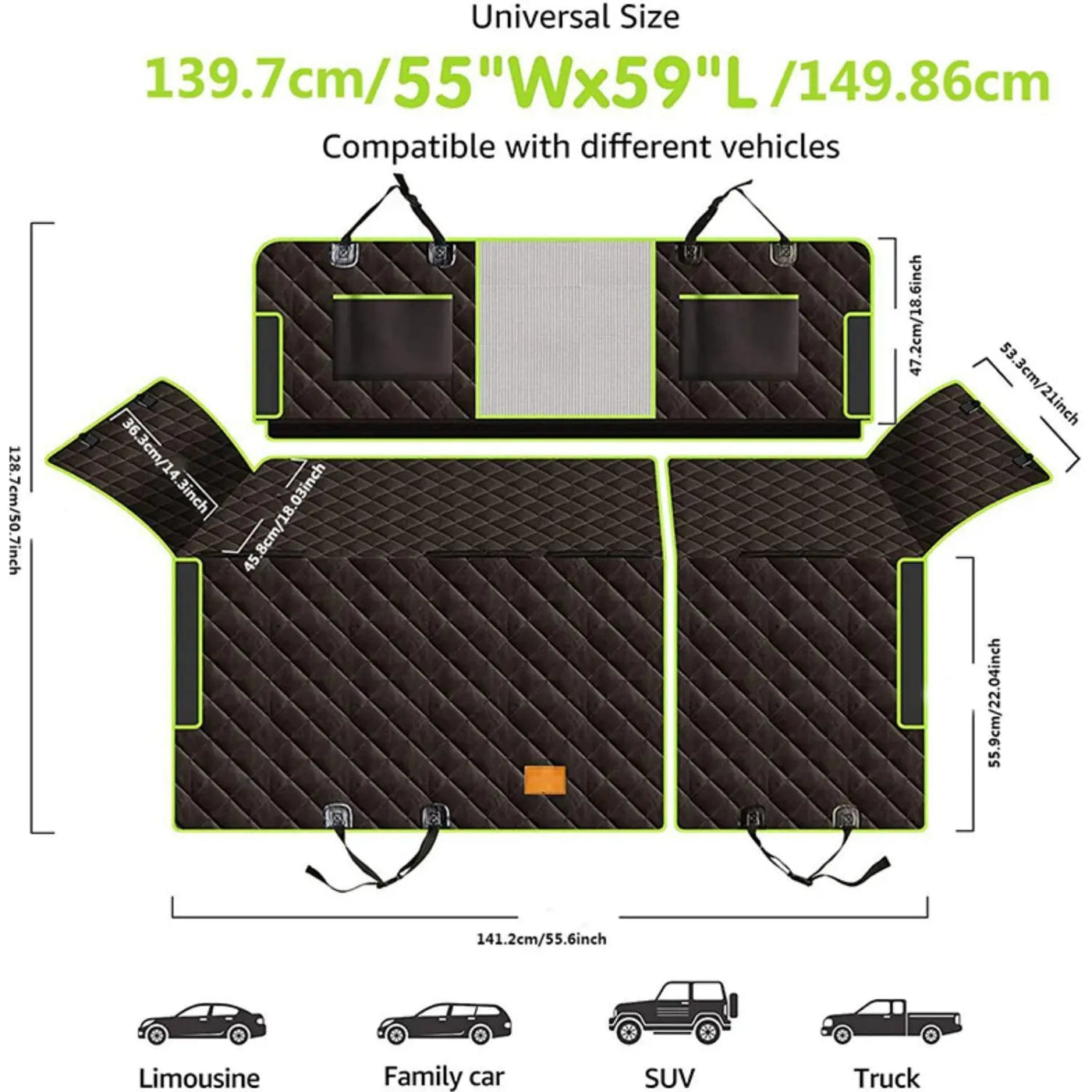 Ultimate 6-in-1 Dog Car Seat Cover - Waterproof Back Seat Protector & Hammock for SUVs and Trucks 2
