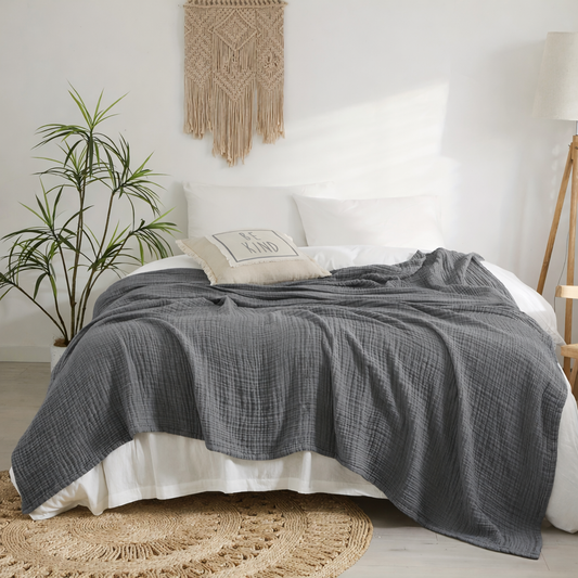 CLOUDSOFT – Ultra-Soft 4-Layer Cotton Blanket for Breathable All-Season Comfort