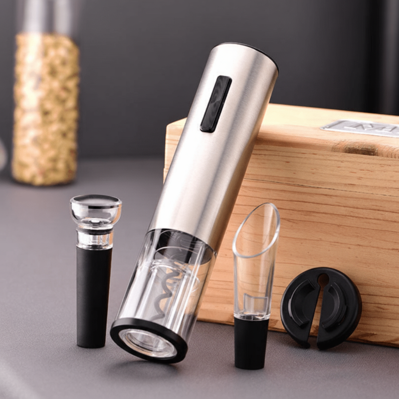 Vinolux - 4-in-1 Electric Wine Opener with Foil Cutter, Pourer & Vacuum Stopper 1