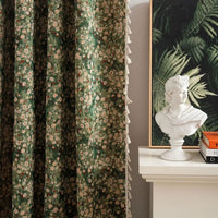 Vintage Floral Tassel Curtain Panel - Soft Microfiber Draperies for Home Decor 1