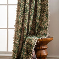 Vintage Floral Tassel Curtain Panel - Soft Microfiber Draperies for Home Decor 5
