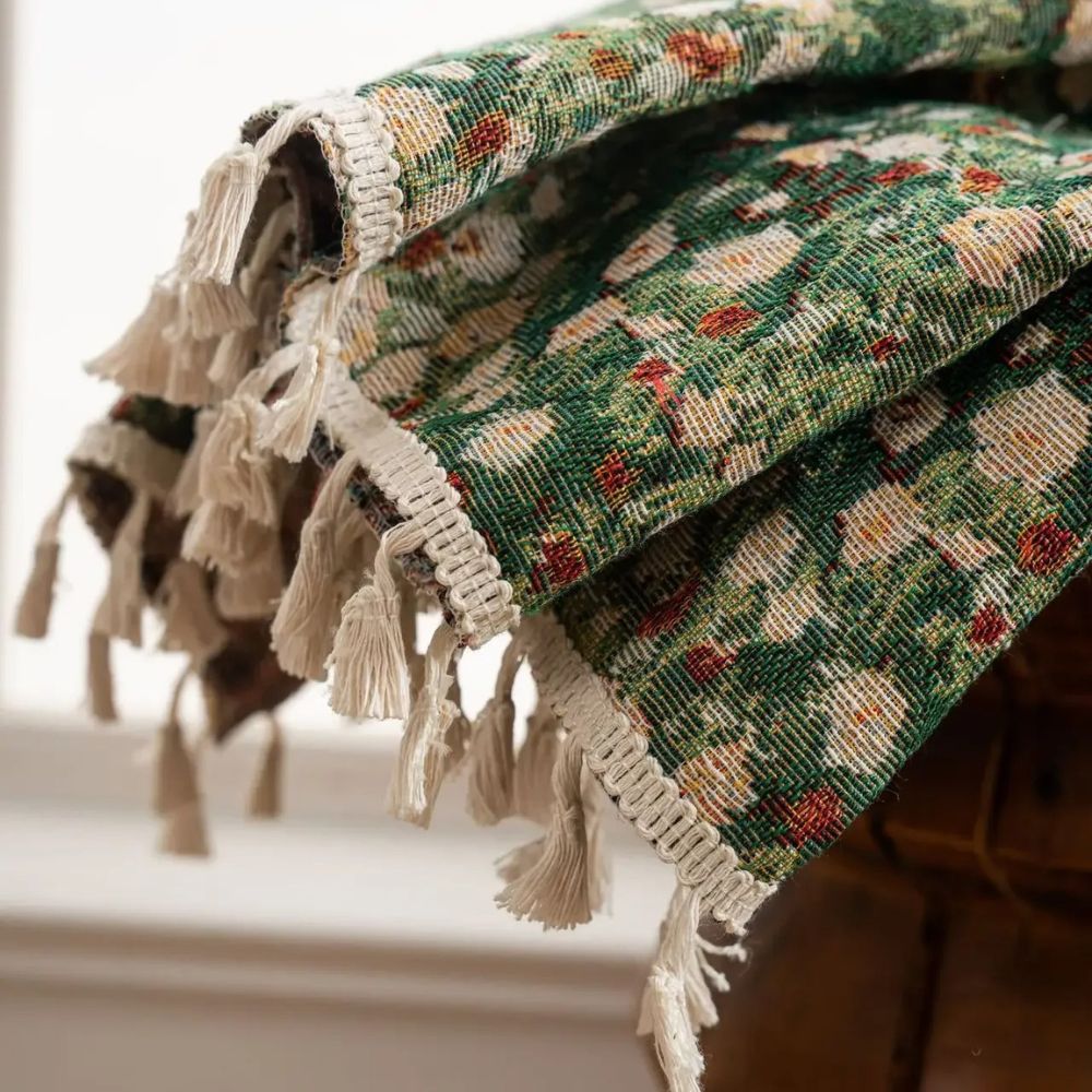 Vintage Floral Tassel Curtain Panel - Soft Microfiber Draperies for Home Decor 7