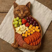 WhiskerBoard Cat-Shaped Serving Platter - Handcrafted Wooden Charcuterie Board 0