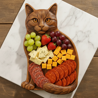 MEOWCRAFT - Premium Cat-Shaped Wooden Charcuterie Serving Board Set