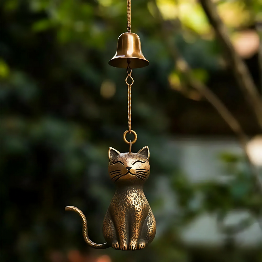 WhispiCat - Handcrafted Copper Cat Wind Chime for Home Decor & Tranquil Ambiance 2