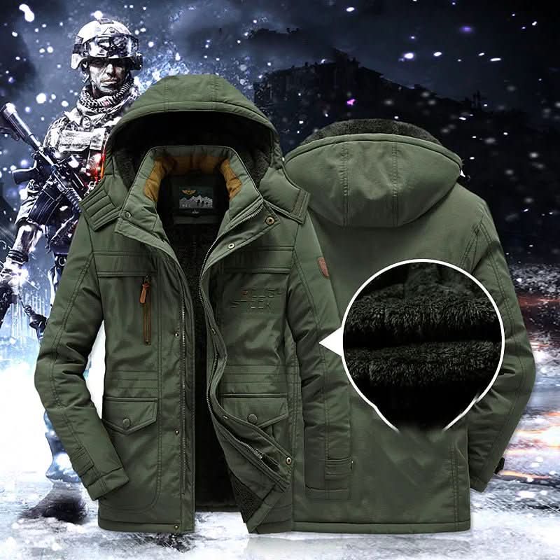 Windproof Fleece Lined Parka Jacket with Detachable Fur Hood for Cold Days 0