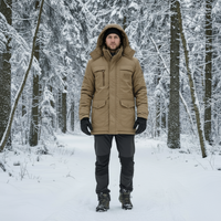 Windproof Fleece Lined Parka Jacket with Detachable Fur Hood for Cold Days 1