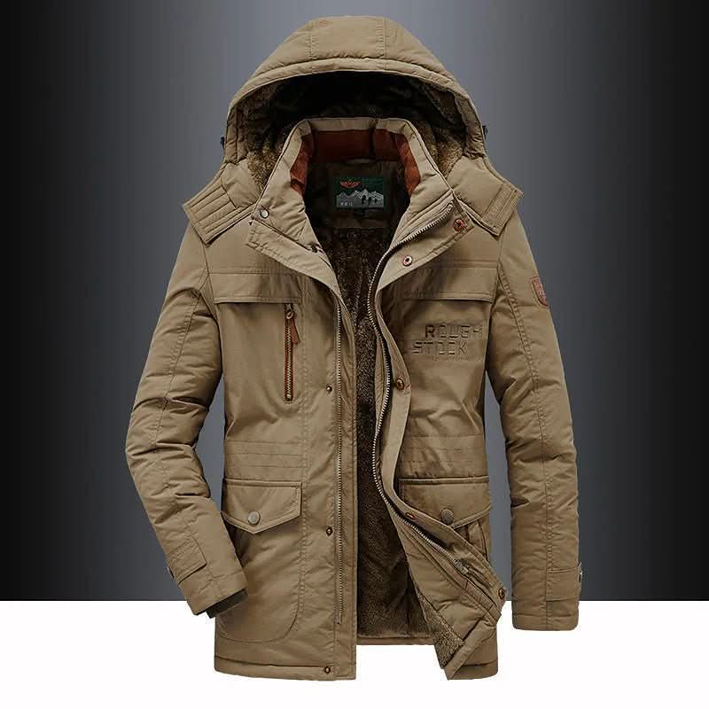Windproof Fleece Lined Parka Jacket with Detachable Fur Hood for Cold Days 3