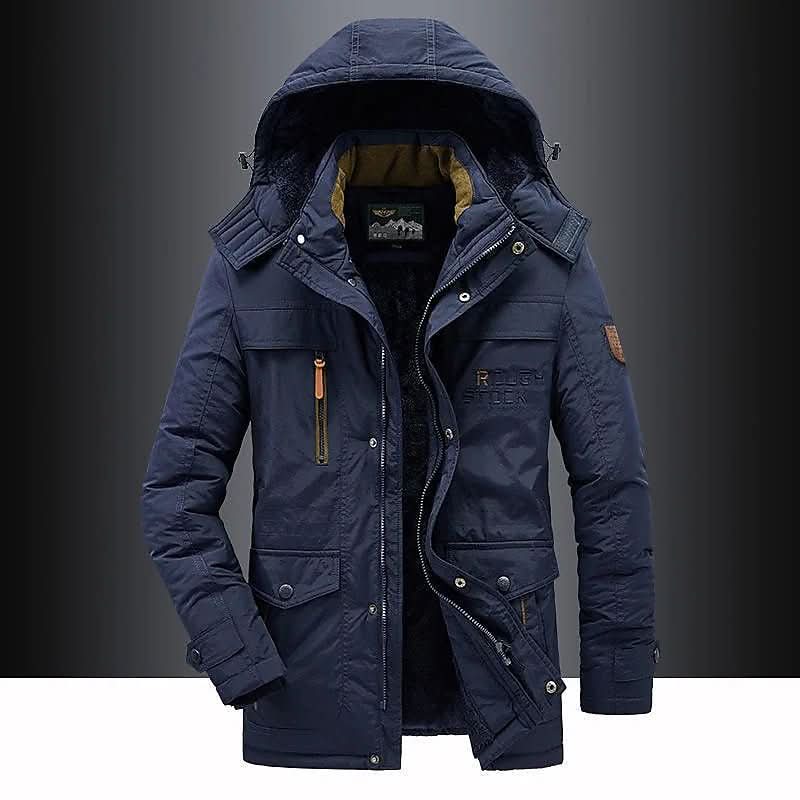 Windproof Fleece Lined Parka Jacket with Detachable Fur Hood for Cold Days 4