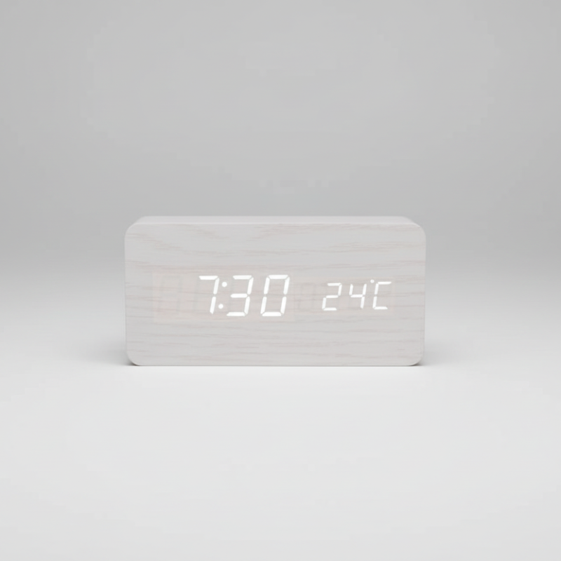 WoodSense LED wooden clock - Voice-controlled & stylish for every room 12