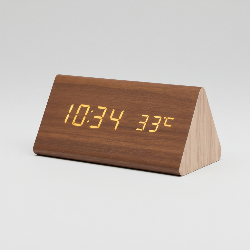 WoodSense LED wooden clock - Voice-controlled & stylish for every room 7