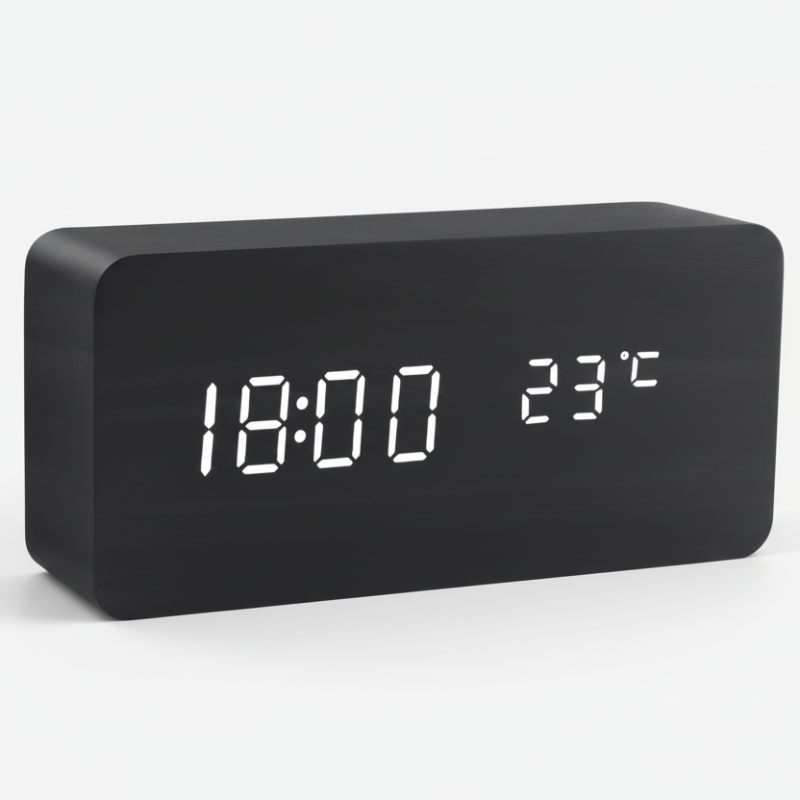 WoodSense LED wooden clock - Voice-controlled & stylish for every room 8