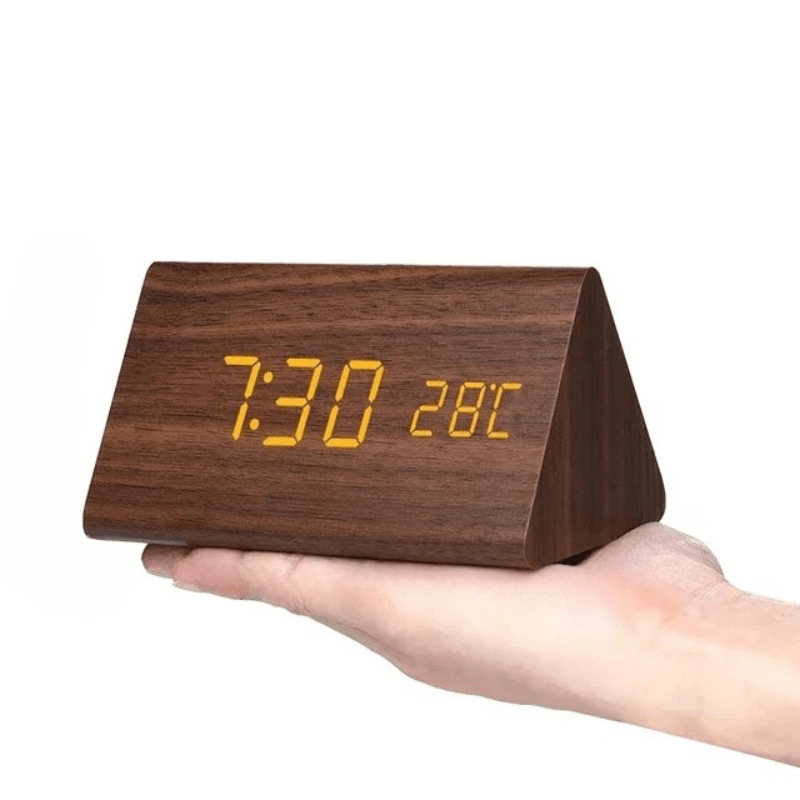Woodsense Digital Alarm Clock - Voice Control, Adjustable Brightness, Wooden Design 0
