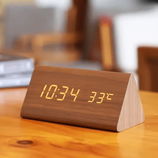Woodsense Digital Alarm Clock - Voice Control, Adjustable Brightness, Wooden Design 1