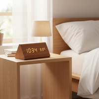 Woodsense Digital Alarm Clock - Voice Control, Adjustable Brightness, Wooden Design 3