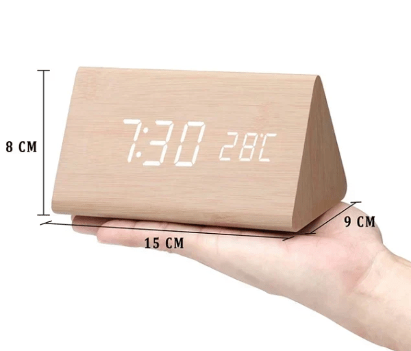 Woodsense Digital Alarm Clock - Voice Control, Adjustable Brightness, Wooden Design 6