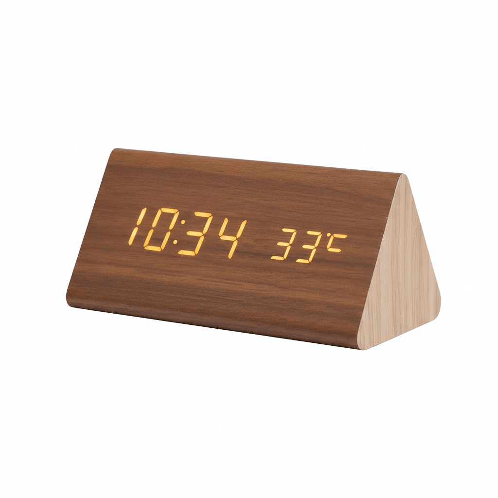 Woodsense Digital Alarm Clock - Voice Control, Adjustable Brightness, Wooden Design 7